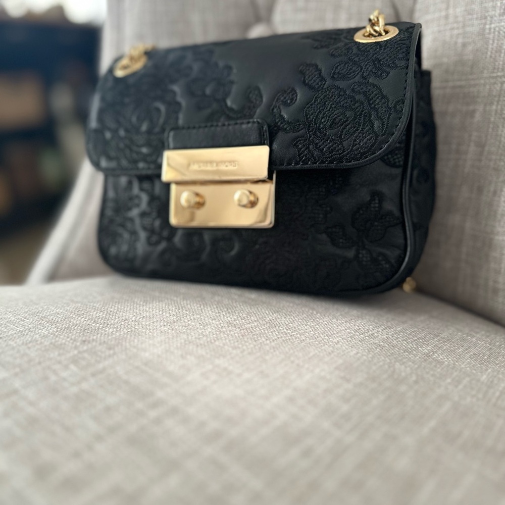 Michael Kors Black and Gold Crossbody Sloan Bag